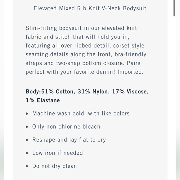 NWT / Abercrombie Elevated Mixed Rib Knit V-Neck Bodysuit | white - Picture 2 of 2